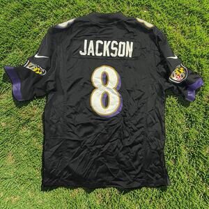 Nike Lamar Jackson #8 NFL Baltimore Ravens Alt Black Stitched Jersey Men’s M